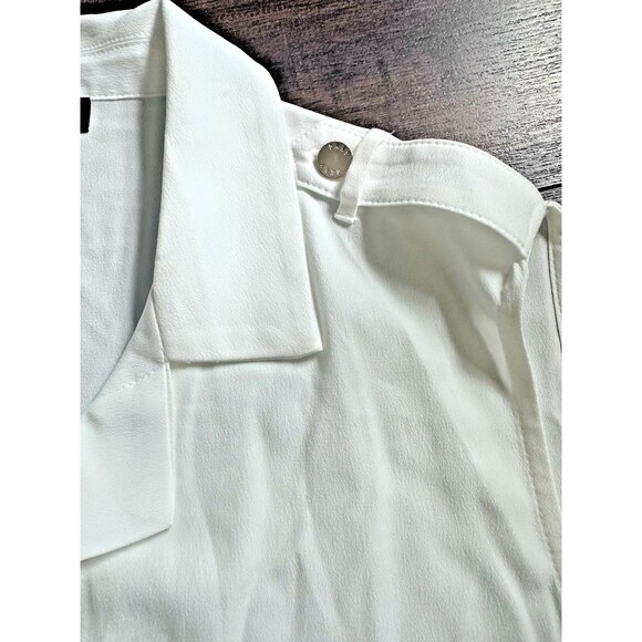 DKNY Women's Extended-Shoulder Camp Buttoned epaulets Blouse Top Ivory PXL - Picture 8 of 8